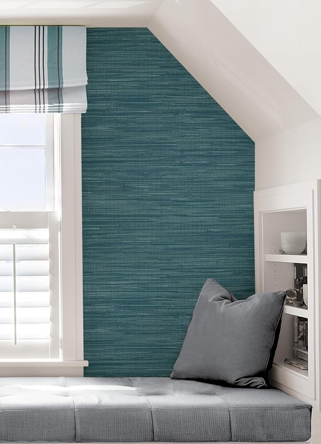 NuWallpaper Steel Blue Grassweave Peel & Stick Wallpaper, NU2874 - Image 5
