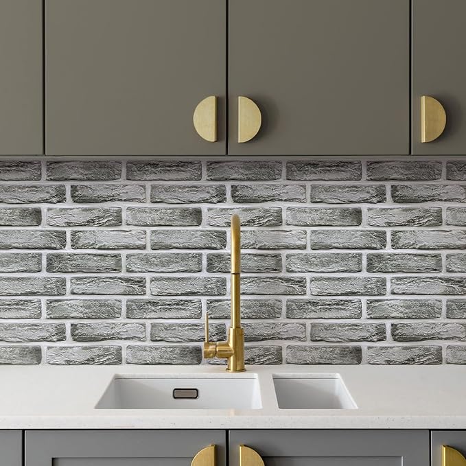 Commomy 3D Faux Brick Peel and Stick Wall Sticker - 10pcs 15.74" x 11.8" | Ultralight Thin PVC Wall Panels Fake Brick Wallpaper Tiles for Kitchen,Bedroom,Quick DIY Home Decor(12.92 sq.ft) - Image 6