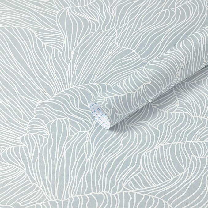 Heroad Blue Peel and Stick Wallpaper Boho Contact Paper 17.3"x196" Striped Wall Paper Modern Removable Self Adhesive Wallpaper for Bathroom Bedroom Cabinet Waterproof Neutral Wall Decor Vinyl Roll by HeroadBrand