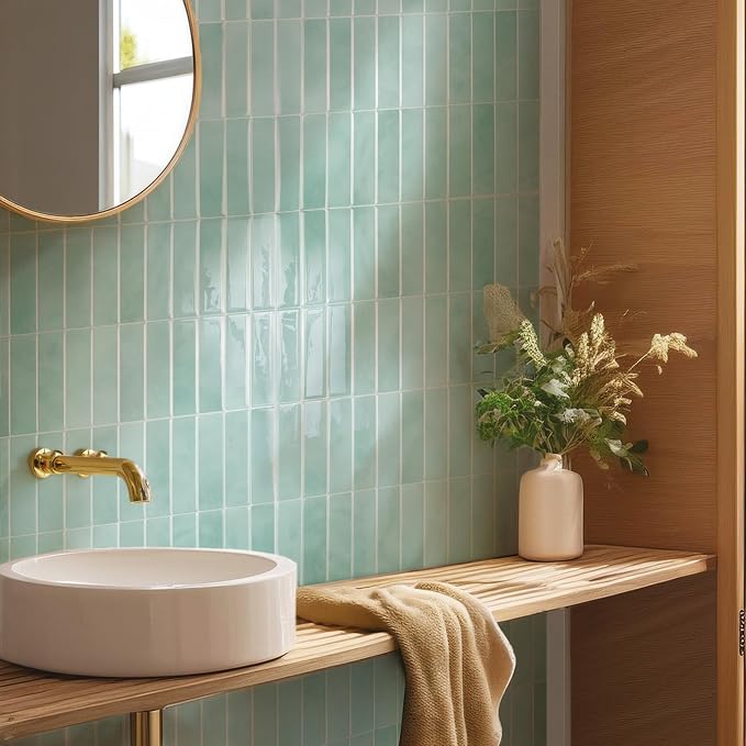 Smart Tiles Peel and Stick backsplash, Stacked Teal, 11.43"x9" | Pack of 5 (3.5 sq ft), Glossy, Heat/Moisture Resistant, Low VOC, Kitchen/Bathroom, Renter Friendly, Made in Canada - Image 7