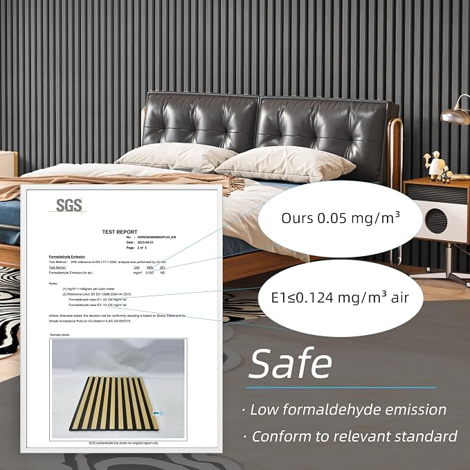 Art3d 2 Pack 94.5 x 24 inch Wood Slat Acoustic Panels for Wall & Ceiling - 31 sq.ft 3D Fluted Sound Absorbing Panel with Wood Finish, Matte Black - Image 4