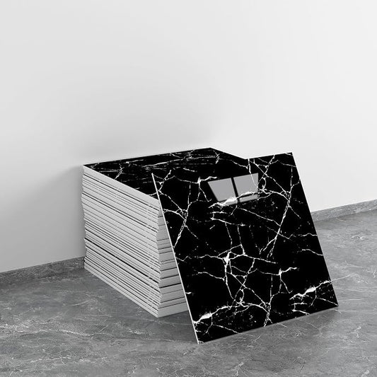 20pcs Black & White Marble Peel and Stick Shower Wall Panels | 11.8"x11.8",Total 19.4 Sq.Ft. Waterproof,Backsplash Tile,Stick on Wall,for Bathroom,Bedroom,Kitchen,Entryway by LVSHI