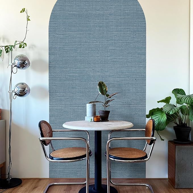 JiffDiff Grasscloth Wallpaper Peel and Stick Blue Grassweave Stick on Wallpaper Textured Self Adhesive Contact Paper 17.3"x118" - Image 6