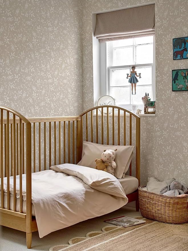 Ismoon Floral Wallpaper Peel and Stick Brown Neutral Contact Paper Wildflowers Leaf Stick on Wall Paper Textured Removable Self Adhesive Vinyl Wallpaper for Bedroom Bahtroom Wall Decor 17.3x393in - Image 4