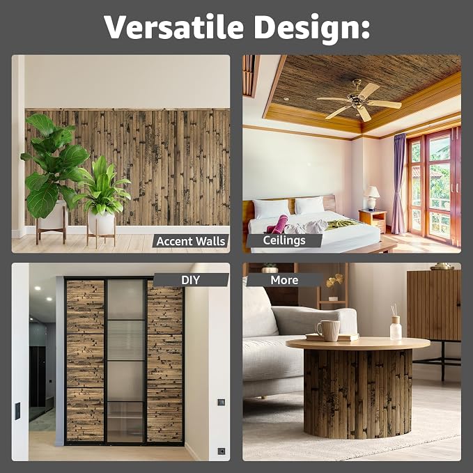 Art3d 48 x 96 in Pole Wrap Natural Bamboo Wall Panel, 1-Pack, Dark Burned | Renewable Raw Board, Waterproof, No Emission, Wear-Resistant, Freely Cuttable, Stylish Wall Decor for Bedroom and Office - Image 3