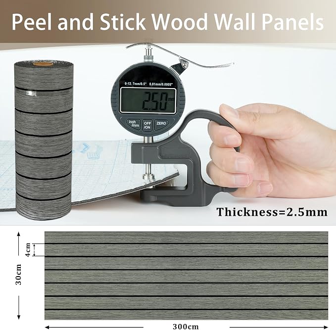 3D Grey/Black Wood Slat Wall Panels PVC Peel and Stick Wood Panels | Acoustic Wall Panels Self Adhesive Removable Wood Wallpaper for Bedroom RV Interior Wall Decor Stick on Walls 11.8 x 118 in - Image 8