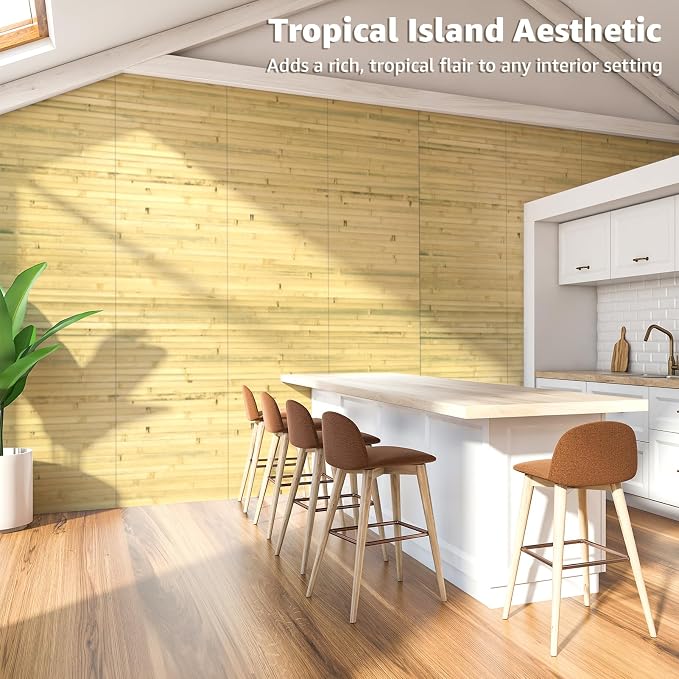 Art3d 12 x 96 in Pole Wrap Natural Bamboo Wall Panel, 1-Pack, Natural | Renewable Raw Board, Waterproof, No Emission, Wear-Resistant, Freely Cuttable, Stylish Wall Decor for Bedroom and Office - Image 2