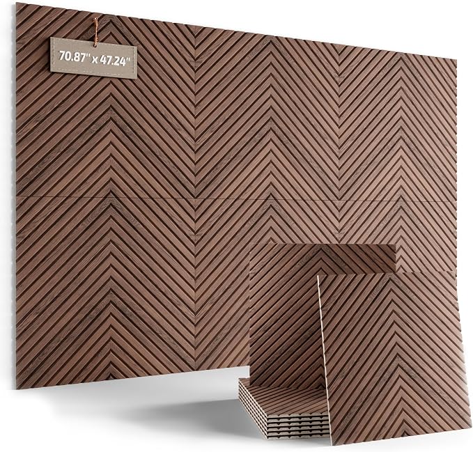 Fluxynara 6-Pack Large Felt Bulletin Board, Walnut Pyramid | 70.87" x 47.24" Cork Board Alternative, Acoustic Wall Panels with 60 Adhesive Tabs for Recording Studios and Home Offices by FLUXYNARA
