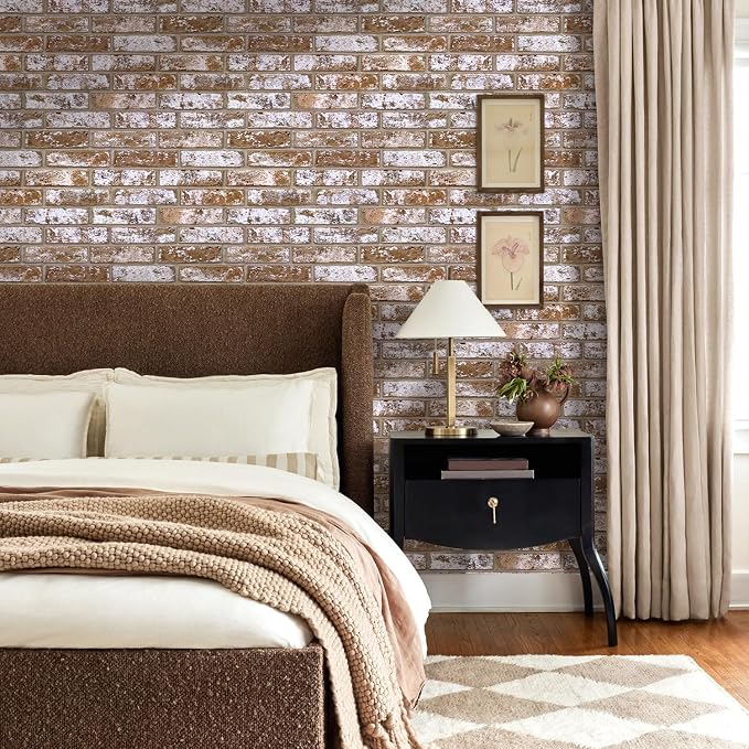 Commomy Faux Brick 3D Wall Panels - Not Real Brick 12 pcs of 22.8" x 11.8" | 22.8" x 11.8" Peel and Stick Tile Whitewash Brick Textured for Kitchen,Bedroom,Living Room（Covers 22.48 sq.ft） - Image 2