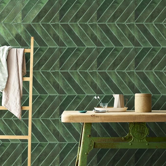 STICKGOO Herringbone Peel and Stick Backsplash, Green, 10 Sheets | 12.6 x 9.7 in, Thicker Rectangular Vinyl Stick-On Wall Tiles, Easy Alignment, Waterproof, Easy to Clean, Kitchen/Bathroom - Image 7