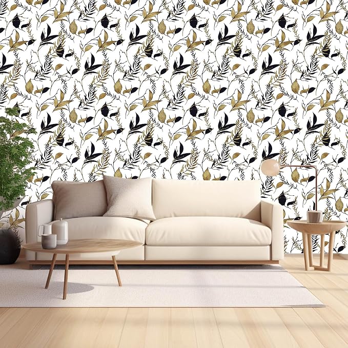 Black and Brown Leaf Peel and Stick Wallpaper 17.7in x 88.5in | Self-adhesive vintage removable thick waterproof wall covering for bathroom and accent walls - Image 7