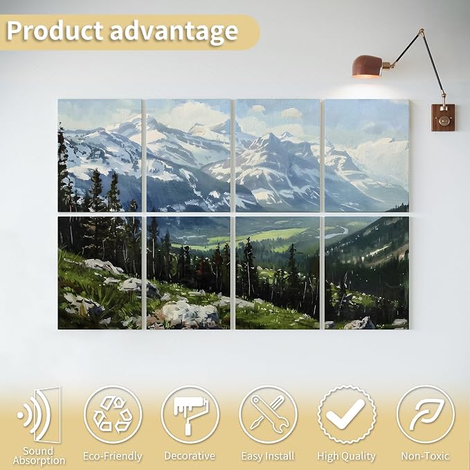 Art3d Acoustic Wall Panels, 48 x 32 in Set, 8-Pack Decorative Wall Art | UV-printed polyester, helps reduce echo, sound absorbing decor for living room, bedroom, office, studio and gaming room - Image 4