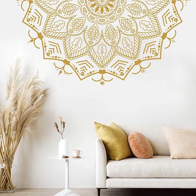 Half Mandala Wall Decal Mandala Wall Sticker Mandala Decals for Walls Flower Wall Stickers Removable Peel and Stick Wall Decals for Bedroom Living Room Yoga Studio Decor | Headboard vinyl decoration, yoga room decor, lotus peel and stick, removable, se... by Kazova