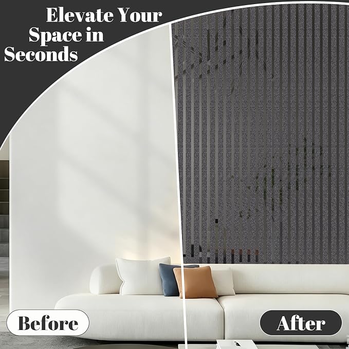 Black Metallic Peel and Stick Wallpaper Glossy Stripe Texture Wall Panels | 23.62" x 110.24" 2mm Thick Modern Embossed Vinyl Roll Waterproof Renter Friendly for Livingroom Bedroom Kitchen Backsplash - Image 8