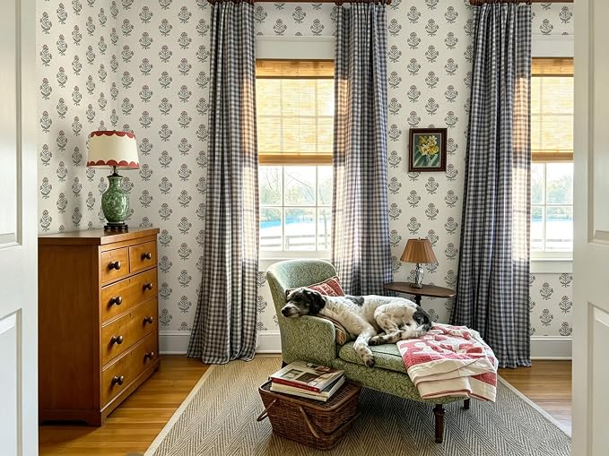 Heroad Pink Floral Wallpaper Cottage Peel and Stick Wallpaper Faux Linen Texture Contact Paper for Cabinets Removable Self-Adhesive Wall Paper for Bedroom Kitchen Renter Friendly Vinyl 17.3''x78.7'' - Image 5