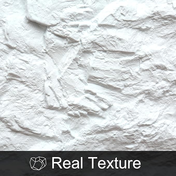 KASARO 3D Faux Stone PU Wall Panels, 4 Pack Cement Texture White | Thicker PU wainscoting panels with realistic stone texture for accent walls, home & office decor, easy install, 43.3" x 23.6" - Image 5