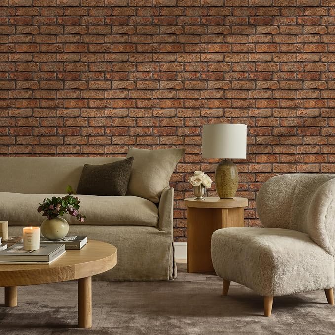 COMSTICKC 3D Peel and Stick Faux Brick Wall Panels for Quick DIY Wall Decor | Brown, 10 Pcs 11.8" x 11.8", Not Real Brick, Small Size Brick, Lightweight Thin PVC Decorative Wall Sticker, Cover 9.7 sq ft - Image 8