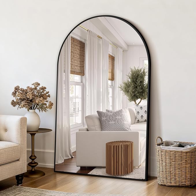 Arched Bathroom Mirror for Wall, 55" x 35" Metal Frame Vanity Mirror, Black - Image 5