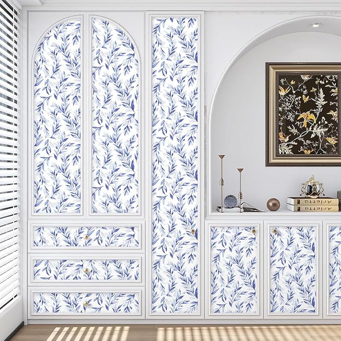 Livebor Leaf Peel and Stick Wallpaper Olive Leaf Contact Paper 17.7inch x 118.1inch Floral Leaves Wallpaper Peel and Stick Modern Farmhouse Wall Paper for Bedroom Neutral Self Adhesive Decorative - Image 9