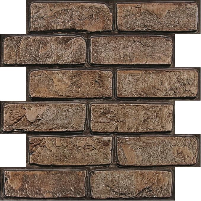 3D Peel and Stick Faux Brick Wall Panels 11.8" x 11.8" 10-Pack | Small Brick-Look Textured Sticker, Thin Lightweight PVC Self Adhesive Wall Tiles for Interior Decor, Cover 9.7 sq ft - Image 9
