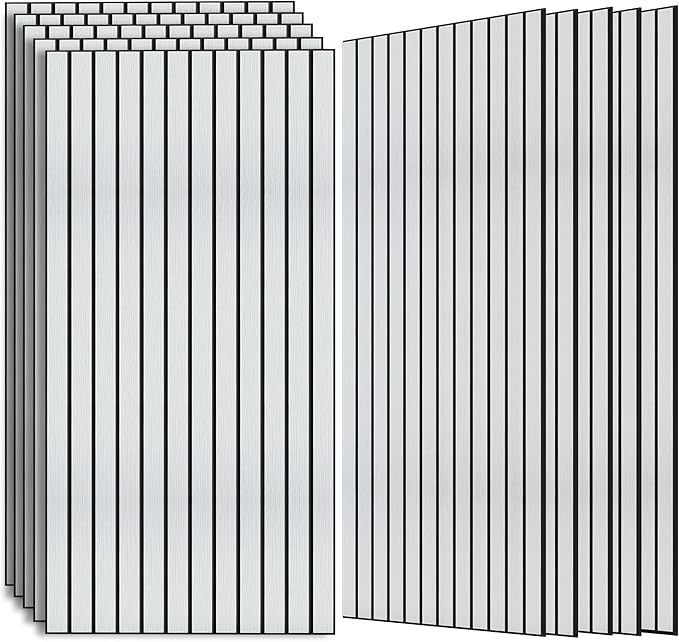 Acoustic Panels, 10 Pack Soundproof Panels,47.2”x23.6”,White Oak | Simulated Wood Grain Finish Acoustic Wall Panels,Decorative Sound Proof Foam Panels for Walls, High-Density Polyester Fiber by AUTORIFIC