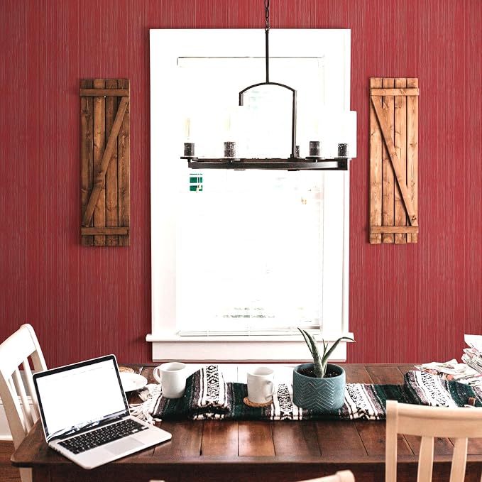 Burgundy Red Grasscloth Peel and Stick Wallpaper Texture Contact Paper 15.7"x300" Vintage Wallpaper Removable Waterproof Wall Paper for Room Walls Cabinets Furniture Drawers Desk - Image 7