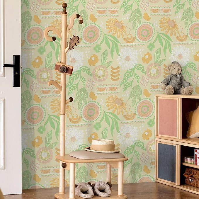 Simon&Siff Boho Floral Wallpaper Peel and Stick, 17.3" x 480" | Removable Contact Paper Dark Botanical Flowers Wall Mural for Decorative Bedroom Bathroom Home Wall - Image 6