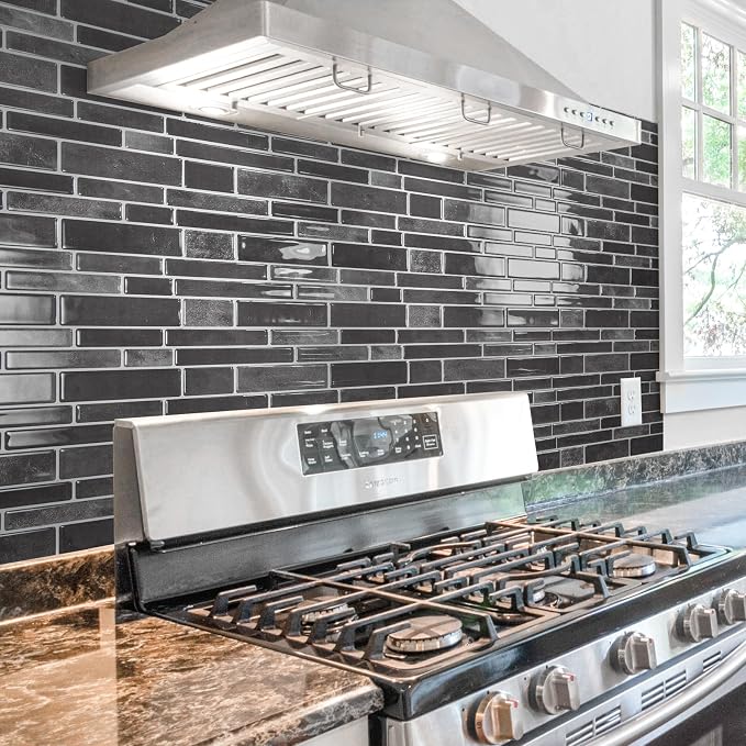 Art3d Marble Peel and Stick Backsplash, 10-Sheet, 12" x 12", Smoky Black | Lightweight, Self Adhesive, Moisture Resistant, Easy to DIY, Modern Style, for Kitchen, Bedroom, Ideal for New Home Buyers - Image 7