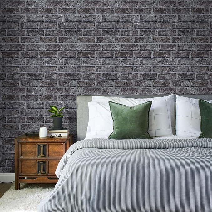 Commomy 3D Faux Brick Wall Panels - 10 pcs 11.8" x 11.8" | Small Size Thin PVC Brick Wallpaper Tiles Backsplash for Kitchen,Bedroom,Living Room,Quick DIY Wall Decor(Covers 9.7 sq.ft) - Image 7
