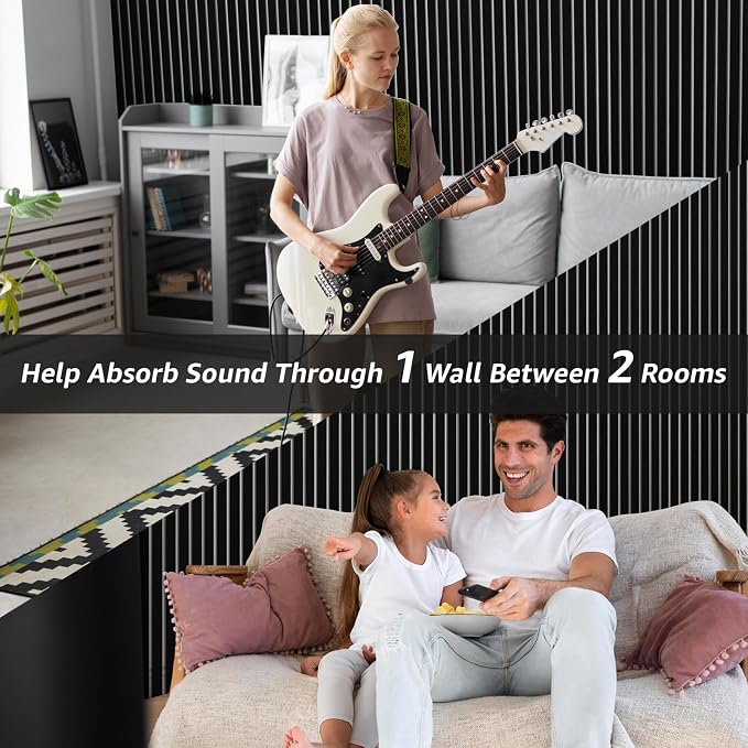 Art3dwallpanels 10 Pack Acoustic Panels, 48" X 12" X 0.43", Black and White | Soundproof Wall Panels, Self Adhesive, High Density Sound Absorbing, Acoustic Treatment for Recording Studio, Office - Image 5
