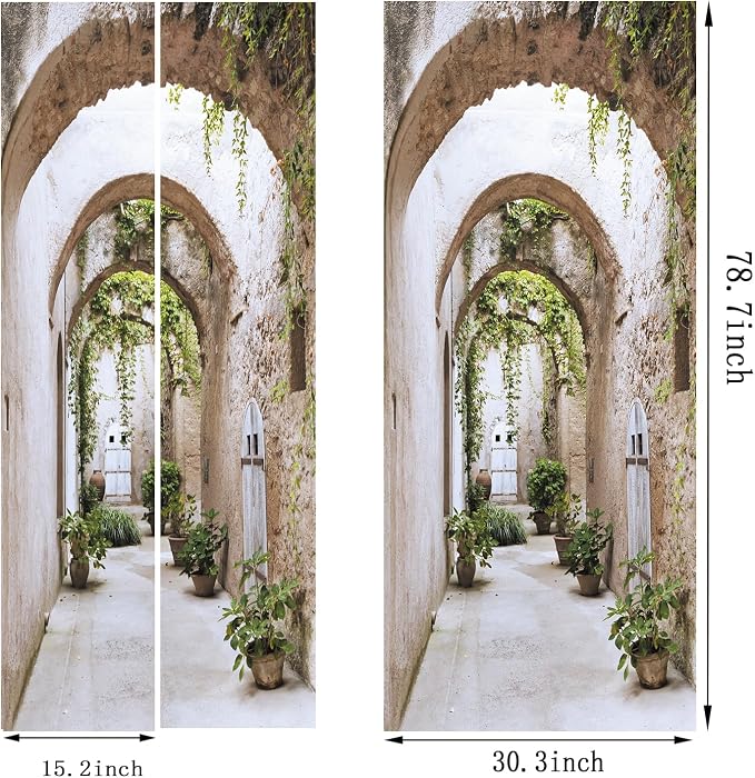 artfanke 3D Peel and Stick Door Sticker 30.3"x78.7", Arched Pathway Door Murals Wallpaper,Self-Adhesive Wall Decal for Bedroom Decor (2 Sheets/Set) - Image 6