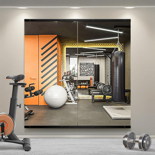 Home Gym Mirror for Wall, 50x25x2PCS Frameless Full Length Mirror, Black by TRAHOME