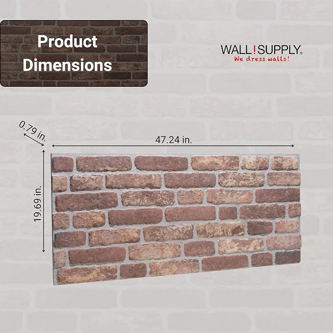 Wall!Supply 3D Wall Panels – Faux Brick, Brown Nuance Weathered – Lightweight Foam (EPS) – Wallpaper Alternative for Living Room, Bedroom & Office – Easy DIY Installation – 4 Pack, Covers 25.84 Sq Ft | Lightweight EPS Foam, Wallpaper Alternative, Easy ... - Image 4