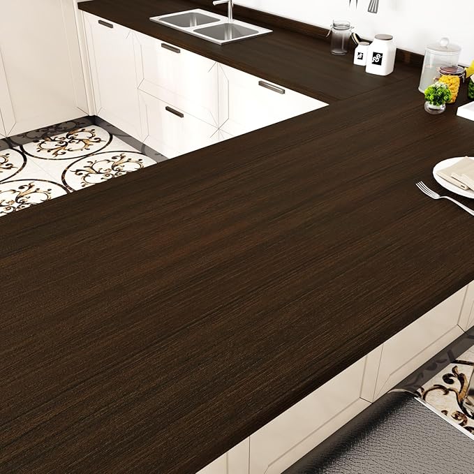 WESTICK Large Wood Contact Paper 394"x24" Brown Kitchen Countertops Peel and Stick Waterproof Wood Grain Contact Paper Self Adhesive Wooden Vinyl Wrap Wallpaper for Cabinets Camper Tables Desk Dresser by WESTICK