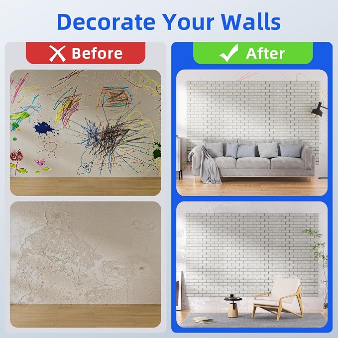 12 Pack Acoustic Panels with Self Adhesive Sound Proof Foam Panels for Wall | 12" X 12" X 0.4" High Density Soundproof Wall Panels, Brick Sound Absorbing Panels for Home Studio Office Decor - Ivory - Image 7