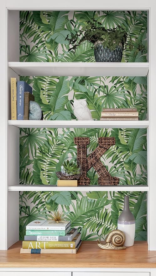 NuWallpaper Maui Peel and Stick Wallpaper, Green Tropical Leaf Removable Contact Paper for Walls, Self Adhesive Wall Covering for Bedroom Living Room Accent Wall - Image 5