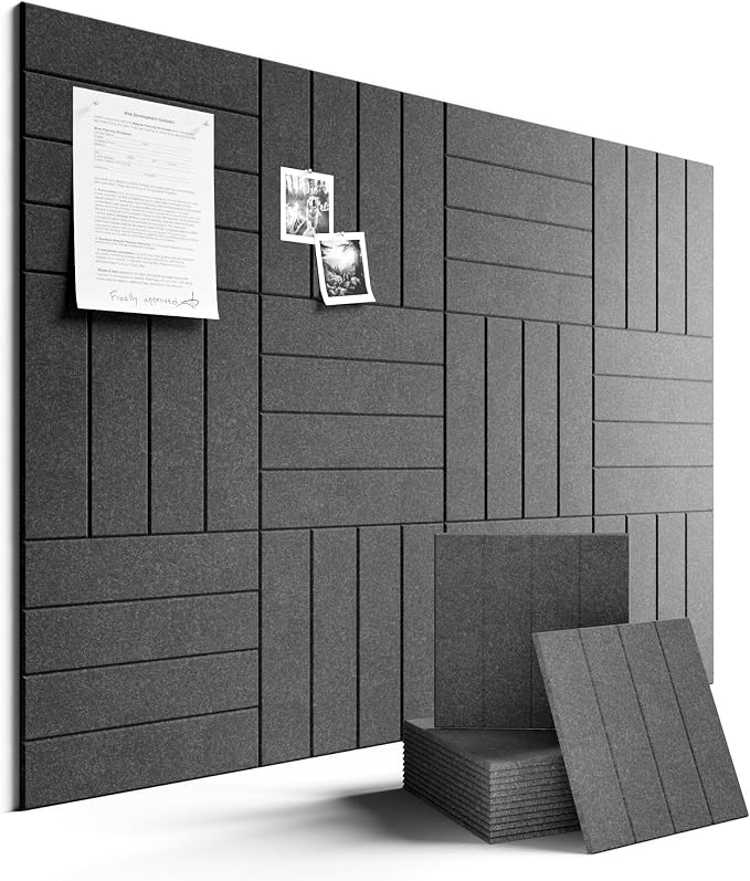 Fluxynara Felt Bulletin Board & Cork Board Alternative, Charcoal Gray | 48" x 36" Pin board, Removable Adhesive Tabs, Easy Install Without Wall Damage, For Home Office Decor by FLUXYNARA