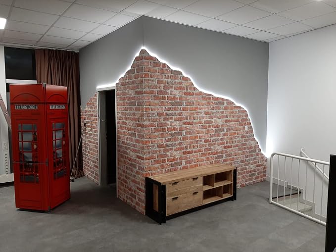 Dundee Deco 3D Wall Panels Faux Brick - Cladding, Red Brown Stone Look Wall Paneling, Styrofoam Facing for Living Room, Kitchen, Bathroom, Balcony, Bedroom, Set of 10, Covers 53 sq ft - Image 8