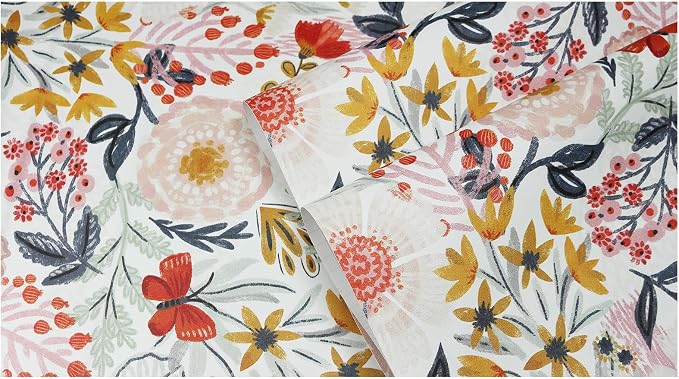 HAOKHOME Floral Peel and Stick Wallpaper Boho Pink Botanical Wall Paper | Modern Textured Colorful Contact Paper Renter Friendly Removable White Orange Flower Bathroom Bedroom Nursery 17.3in x 9.8ft - Image 8