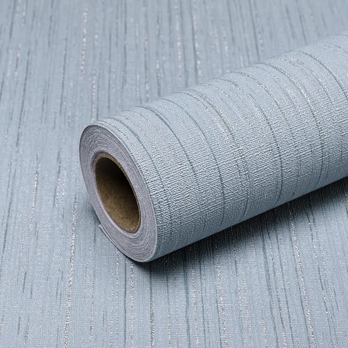 Light Blue Grasscloth Peel and Stick Wallpaper Vintage Texture Removable Waterproof Wallpaper for Room Walls, Cabinets, Furniture, Drawers, Desk A Set of 23.6"x480" by Qianglive