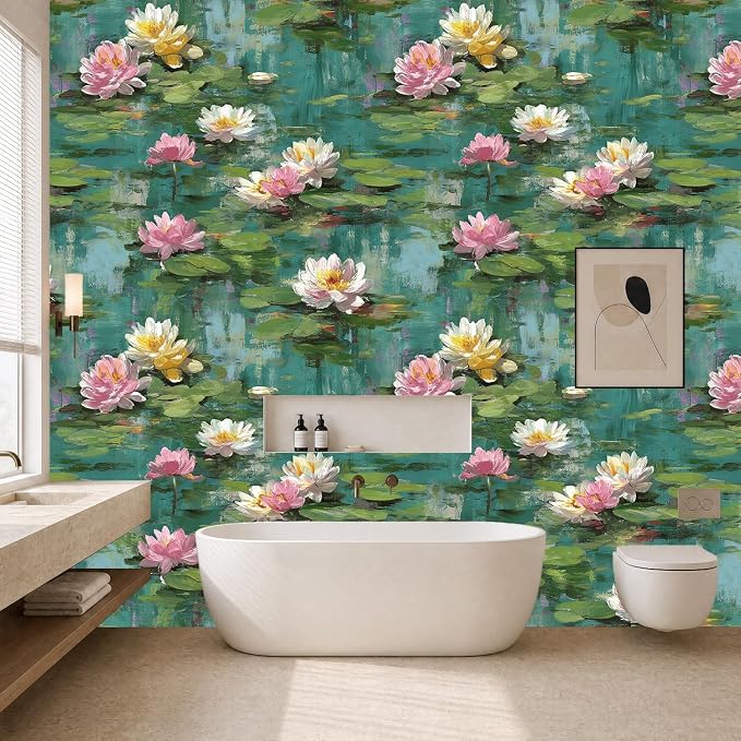 Lotus Removable Self-Adhesive Wallpaper for Bedroom & Living Room Decor 17.7×236 Inch,Waterproof Wall Covering for Accent Walls, Apartment, Nursery - Image 6