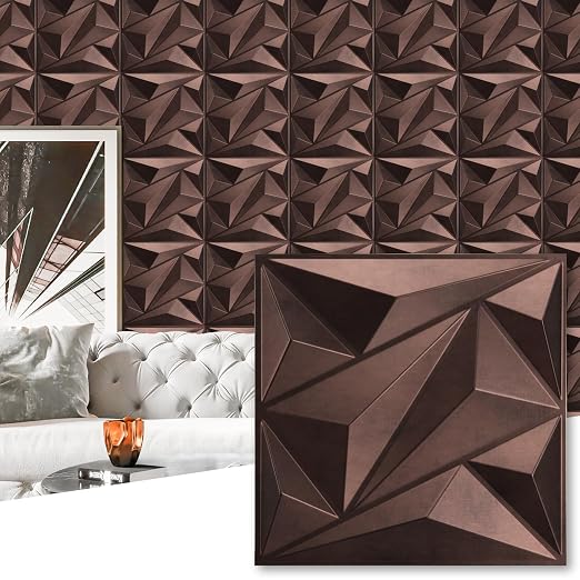 Art3dwallpanels Antique Copper 33 Pack 3D Wall Panels for Interior Decor, PVC Textured Wall Panels 12''x12'' Cover 32.Sq.Ft.Antique Copper | PVC Accent Wall Panels for Interior Wall Decor, Living Room Lobby Bedroom Hotel Office by Art3dwallpanels