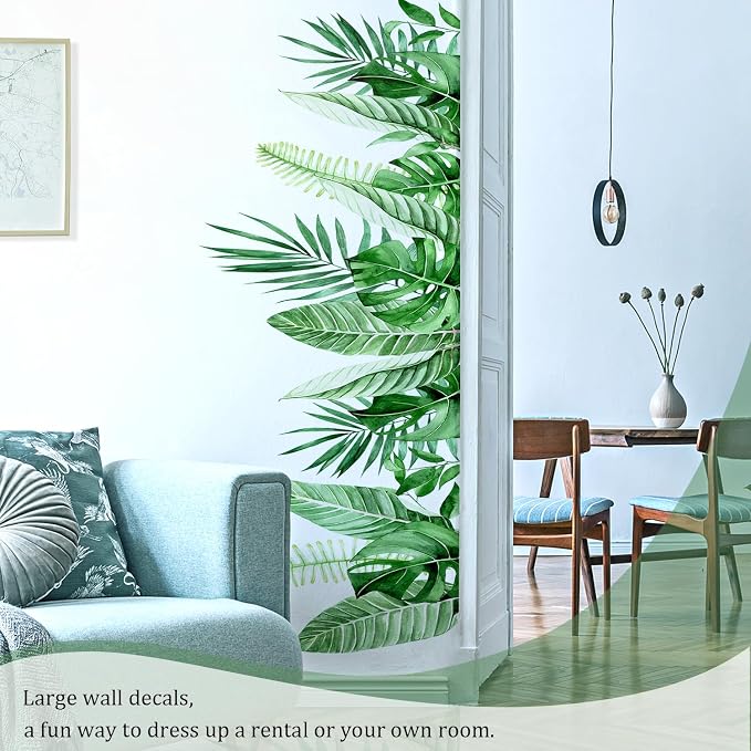 Hanging Plants Leaves Wall Decals Peel and Stick, Large Floral Flowers Wall Stickers, Removable Vine Home Decor Art for Bedroom Living Room Classroom Office - Image 4