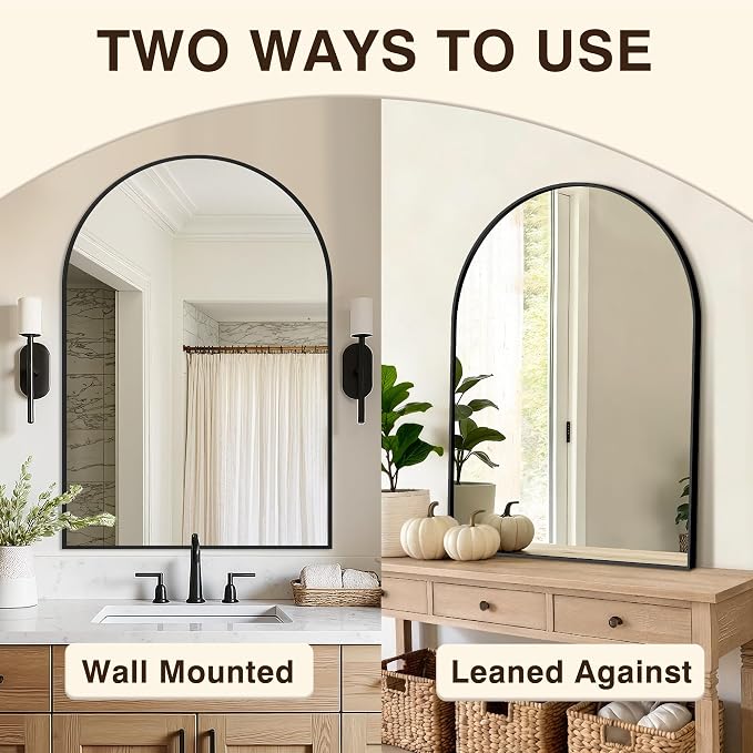 Arched Bathroom Vanity Mirror for Over Sink, 2 Pack 38”x26”, Black - Image 6