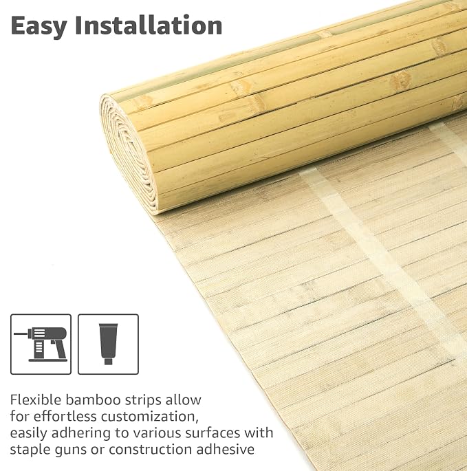 Art3d 48 x 96 in Pole Wrap Natural Bamboo Wall Panel, 1-Pack, Natural | Renewable Raw Board, Waterproof, No Emission, Wear-Resistant, Freely Cuttable, Stylish Wall Decor for Bedroom and Office - Image 5