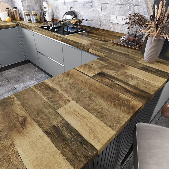 WESTICK Brown Wood Countertop Contact Paper for Tables 17.7" x 200" Peel and Stick Wood Grain Wallpaper Oil-Proof Removable Wooden Countertops Wallpaper Vinyl Roll for Desk Cabinets Kitchen - Image 2