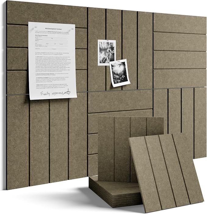 Fluxynara 36" x 24" Large Felt Bulletin Board, Earth Brown | 6 Pack Cork Board Alternative with 30 Safe Adhesive Tabs, Pin Boards for Wall Decor, Home, Office, Classroom,Dorm by FLUXYNARA