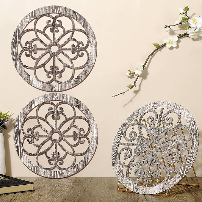 Blulu 3 Pieces Thicken Rustic Wall Decor Farmhouse Wall Art Decor Wood Hanging Decoration for Living Room Bedroom Home Indoor Outdoor Office(Popular Style) - Image 2