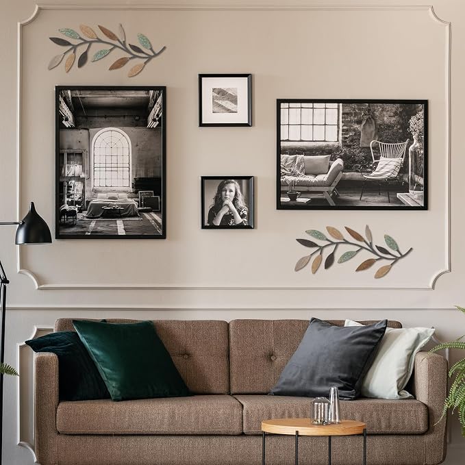 Zhengmy 2 Pcs Metal Leaf Wall Art Vine Branch Decor,Classic Color | Olive Branch Metal Decor for Living Room Hallway, Symmetrical Leaf Pair for Doorway Entryway, Lightweight Hanging Art Design - Image 4