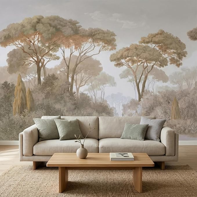 MFWFM Forest Peel and Stick Wallpaper Vintage Jungle Landscape Wall Mural | 157"x110", for Bedroom Living Room Bathroom, Self Adhesive Canvas - Image 2